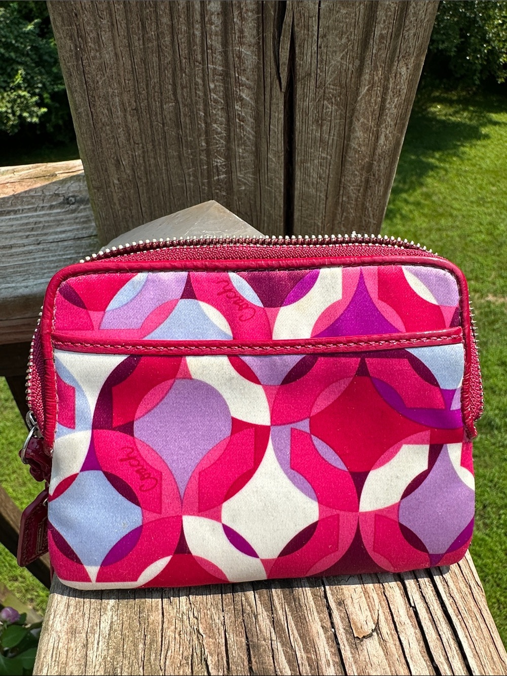 Coach Poppy Pink Patterned Wristlet - Coach - Picture 3 of 8